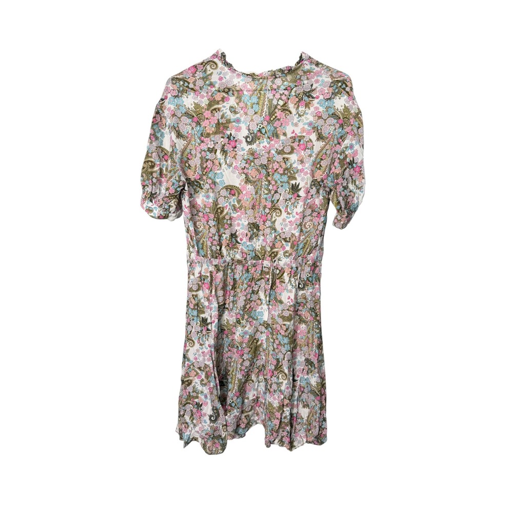 Zadig & Voltaire Yoko Flower Paisley Floral V-Neck Mini Dress Pink Blue Small - Picture 4 of 6